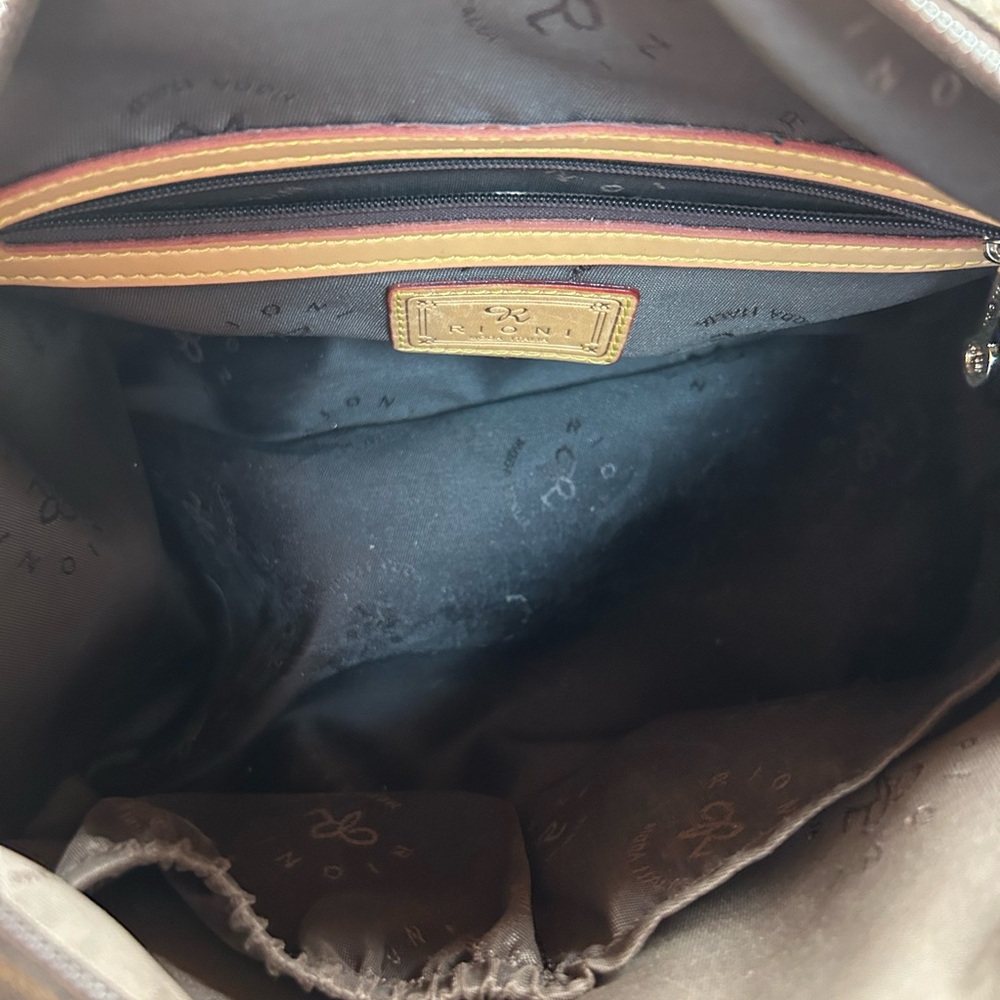 Rioni Moda Italia Signature Logo Boston Top Handles Bag Purse 2 side pockets - Picture 11 of 12